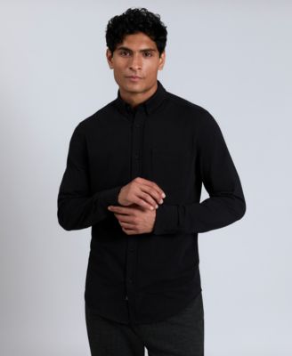 Men's Slim-Fit Plain White Performance Long-Sleeve Button-Down Shirt