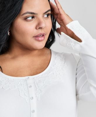 Trendy Plus Size Lace Trim Cardigan, Macy's Exclusive