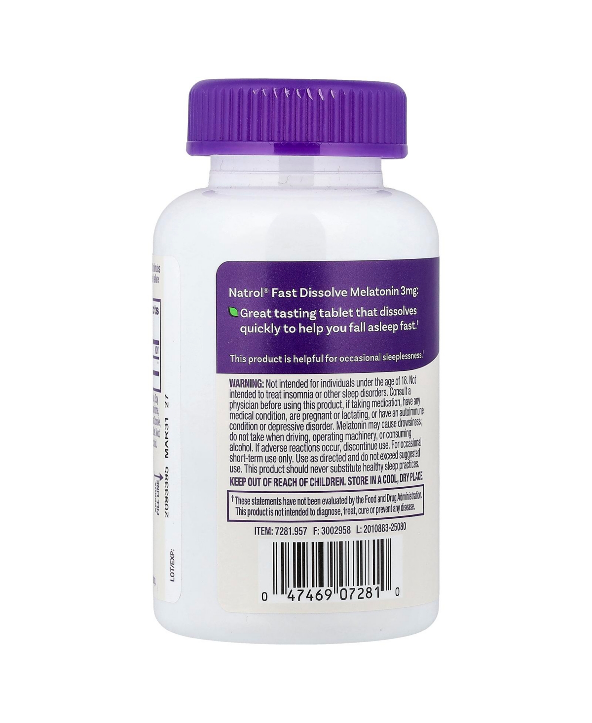 Natrol Melatonin Fast Dissolve Strawberry 3 mg