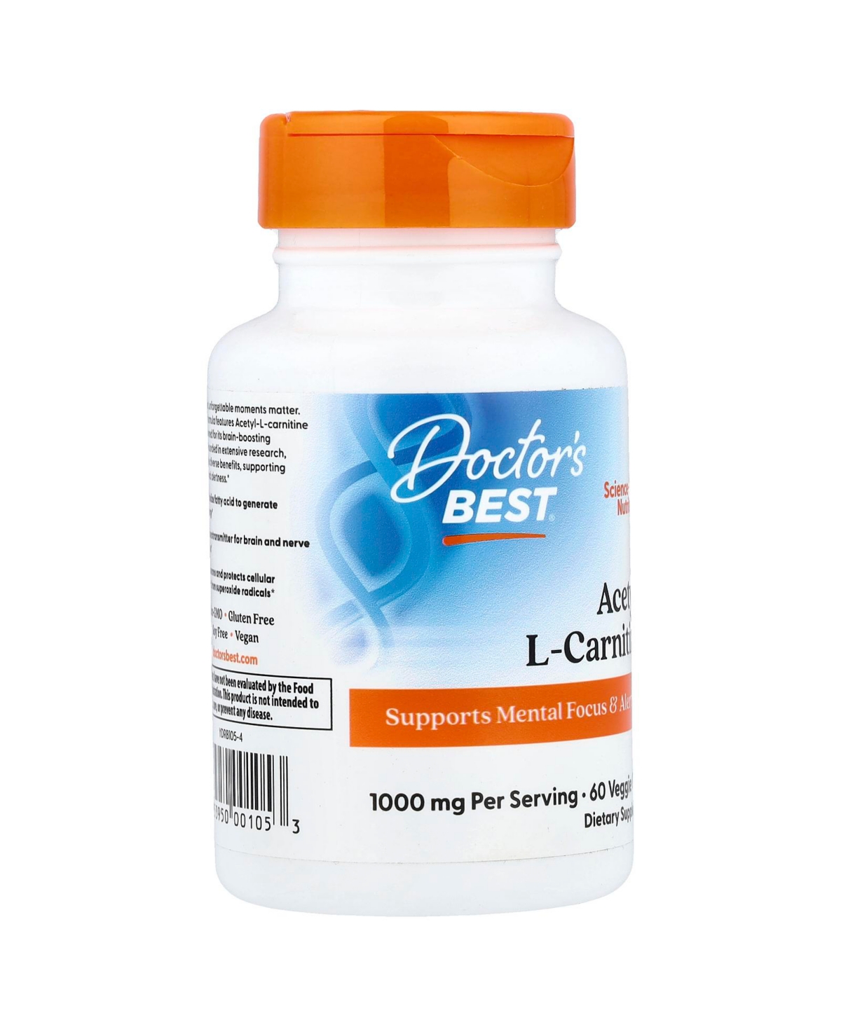 Doctor's Best Acetyl-l-Carnitine 1 000 mg - 60 Veggie Caps (500 mg per Capsule)