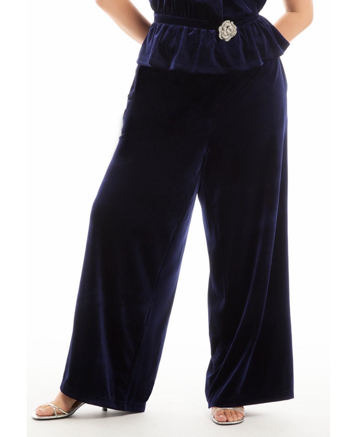 June & Vie Women's + Velvet Wide-Leg Pants