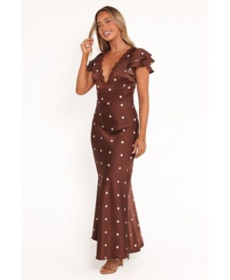Women's Brown Polka Dot Arella Maxi Dress