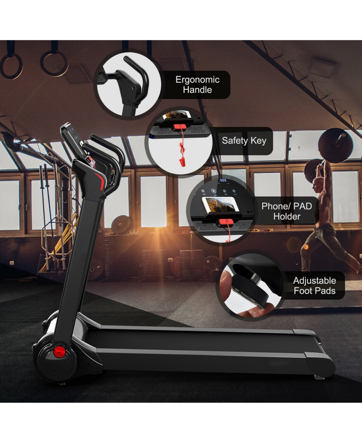 Skonyon 2.25 Hp Electric Motorized Folding Running Treadmill Machine with Led Display