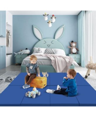 4-Panel PU Leather Folding Exercise Mat with Carrying Handles