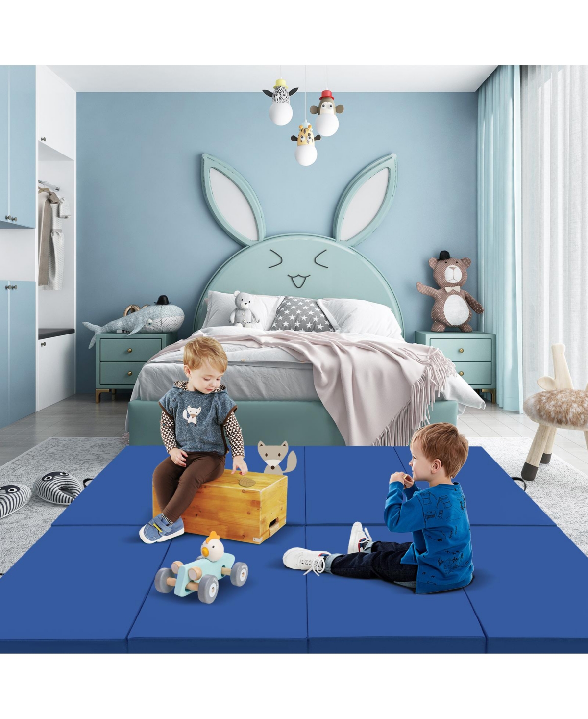 Skonyon 4-Panel Pu Leather Folding Exercise Mat with Carrying Handles