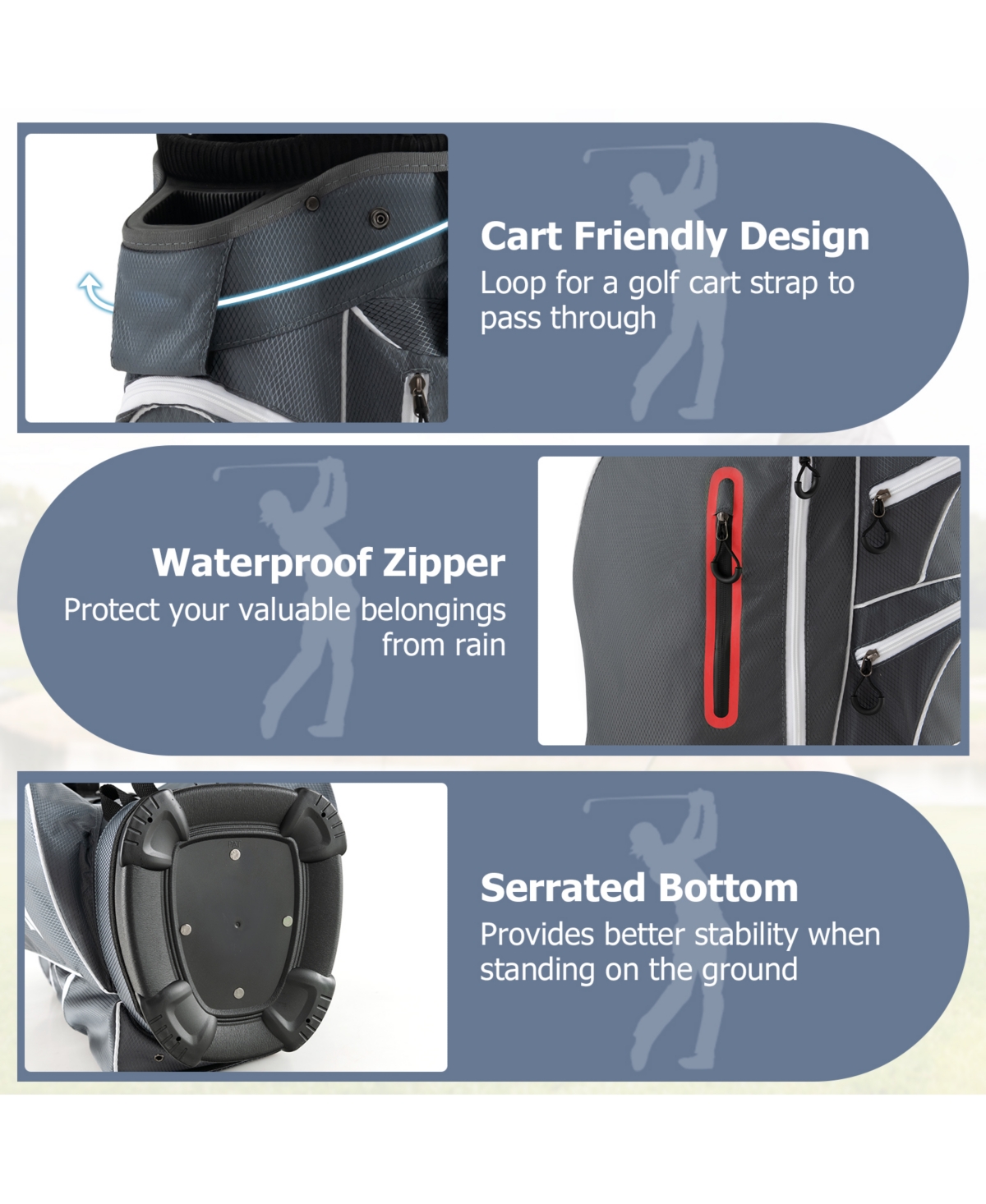 Skonyon 9.5 Inch Lightweight Golf Cart Bag with 15 Way Top Dividers