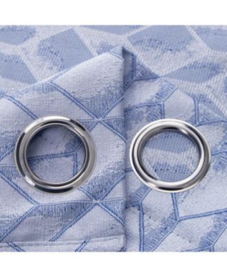 RT Designer Collection Cubix Jacquard Grommet Luxurious Modern Design Curtain Panel 54" x 84" Blue