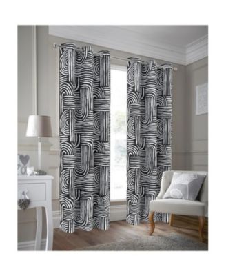 RT Designer Collection Ashton Printed Blackout Luxurious Decorative Grommet Curtain Panel 54" x 84" Black