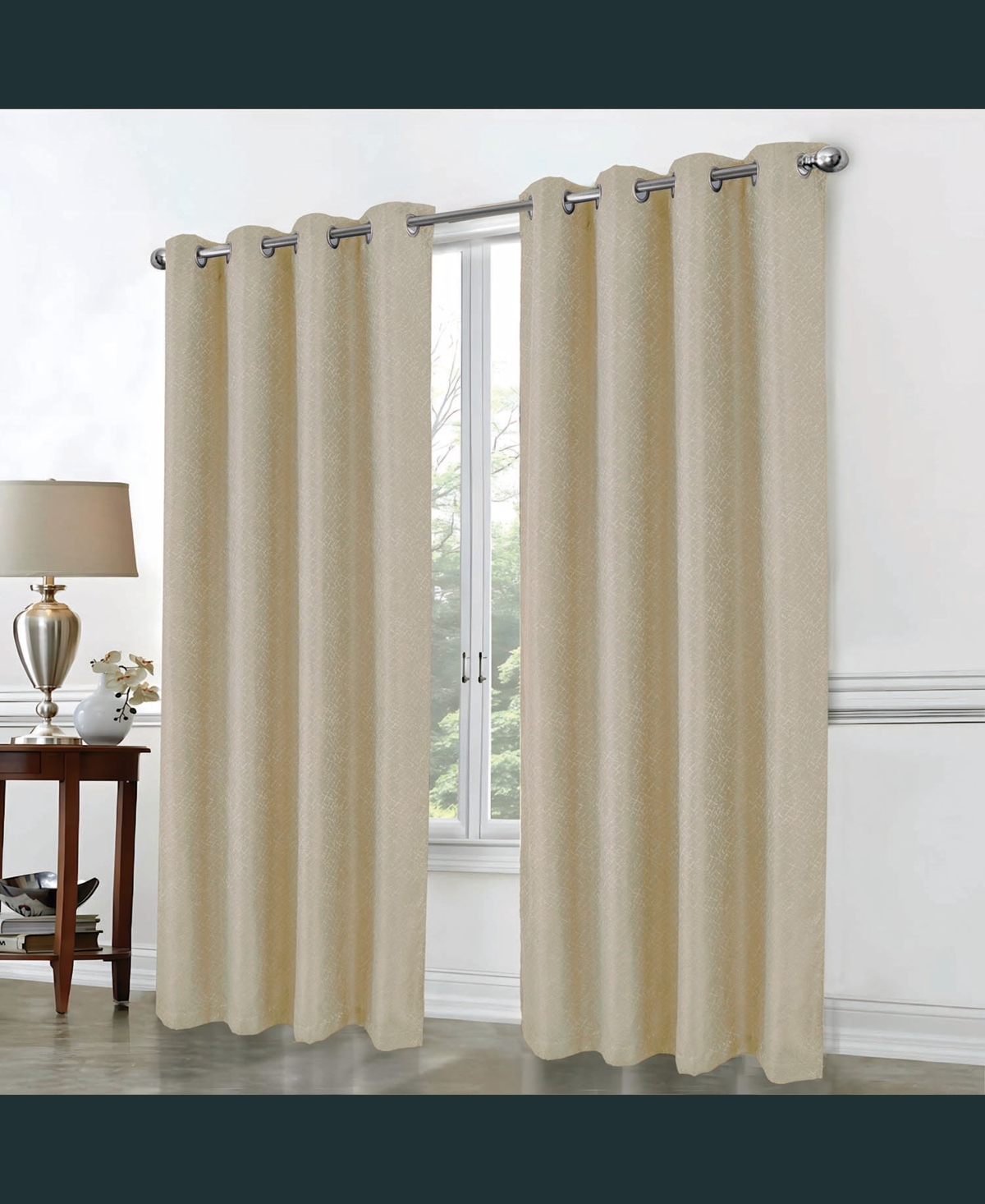 Rt Designer Collection Cassi Shimmer Jacquard 2 Pack Grommet Curtain Panel Pair 36" x 84" Taupe