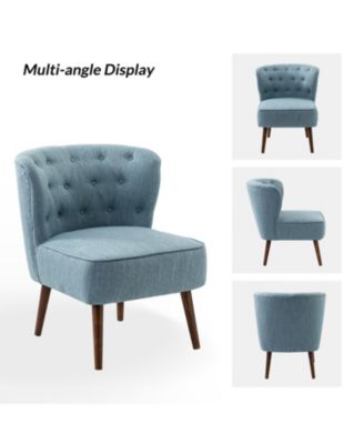 Afzal 25.8" W Modern Tufted Polyester Accent Side Chair with Solid Wood Legs