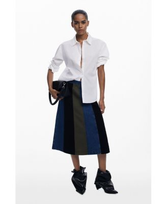 Women's A-line patchwork midi skirt