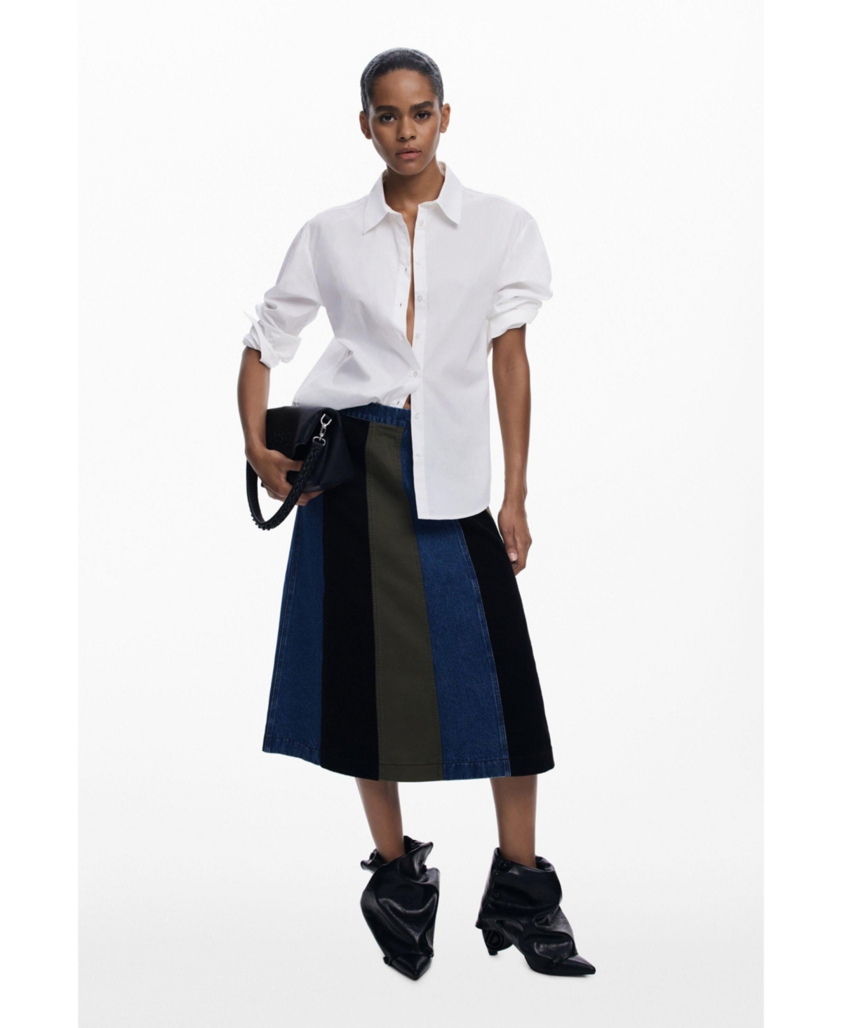 Desigual Women's A-line patchwork midi skirt