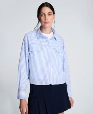 Kenneth Cole - Women's Striped Boxy Cropped Top