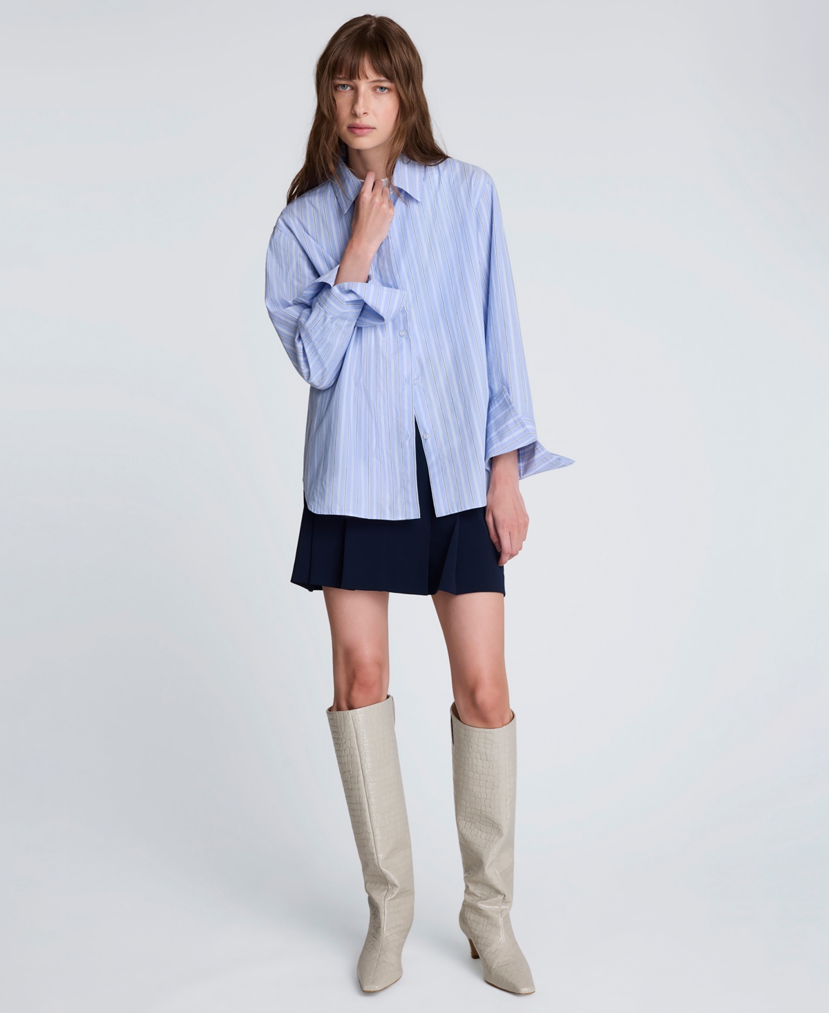 Kenneth Cole Women's Striped Button-down Shirt In Multi