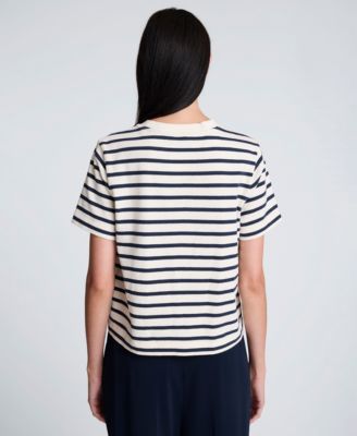Women's Crewneck Striped Boxy T-Shirt