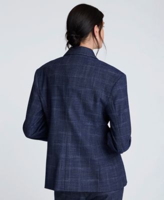 Plaid Three-Button Blazer