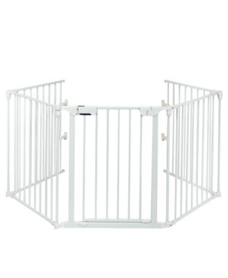 115 Inch Length 5 Panel Adjustable Wide Fireplace Fence-White