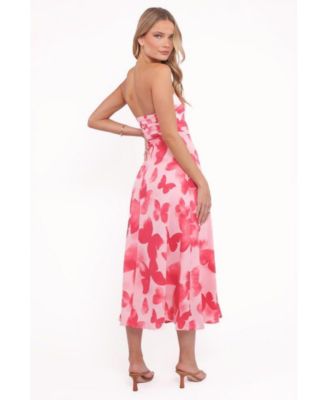 Women's Kenna Strapless Midi Dress in Butterfly Print