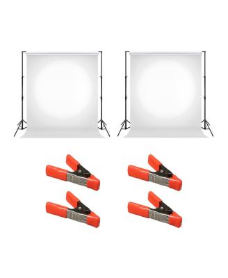 60"x18' Translum Translucent Vinyl Backdrop, 2-Pack, Bundle with 4x 1-1/4x1" Steel Spring Orange Clamp