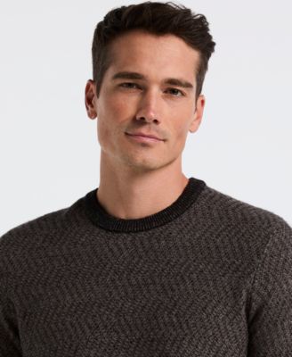 Men's Herringbone Long-Sleeve Crewneck Sweater
