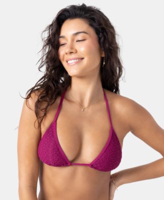 Women's Crochet Mini Tiki Tri Bikini Halter Top