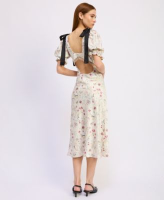 Women's V-Neck Short-Sleeve Midi Dress