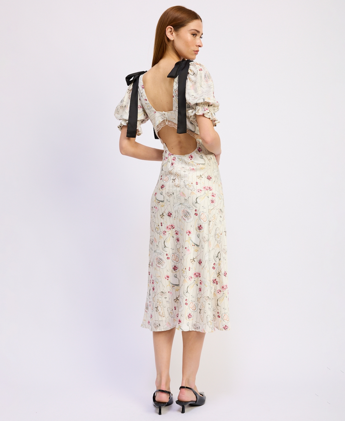 En Saison Women's V-Neck Short-Sleeve Midi Dress