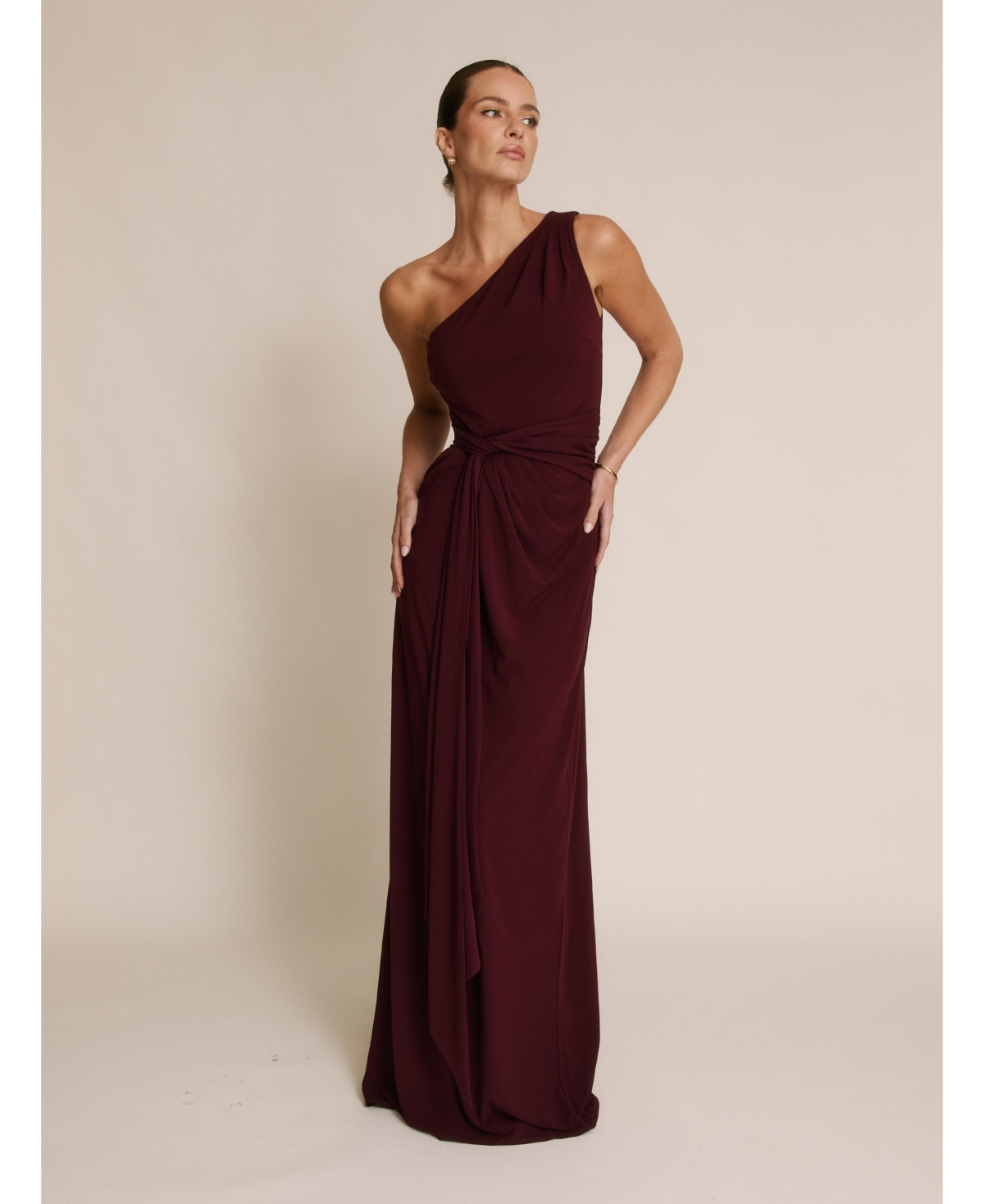 Six Stories Women's One Shoulder Drape Stretch Bridesmaid Dress