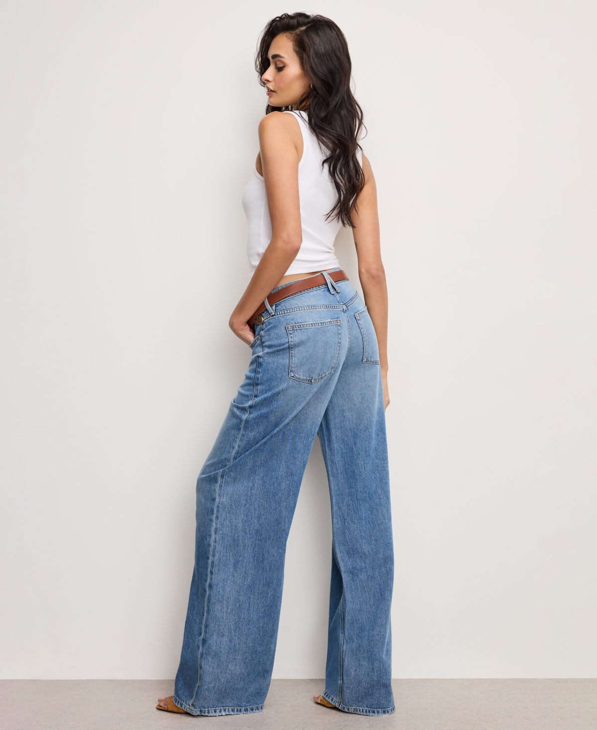 Good American Women's Mid-Rise Wide-Leg Jeans