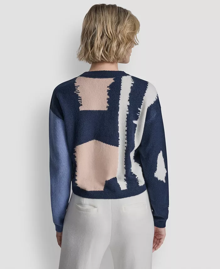 Women's Long-Sleeve Color-Block Cropped Cardigan - thumbnail 2