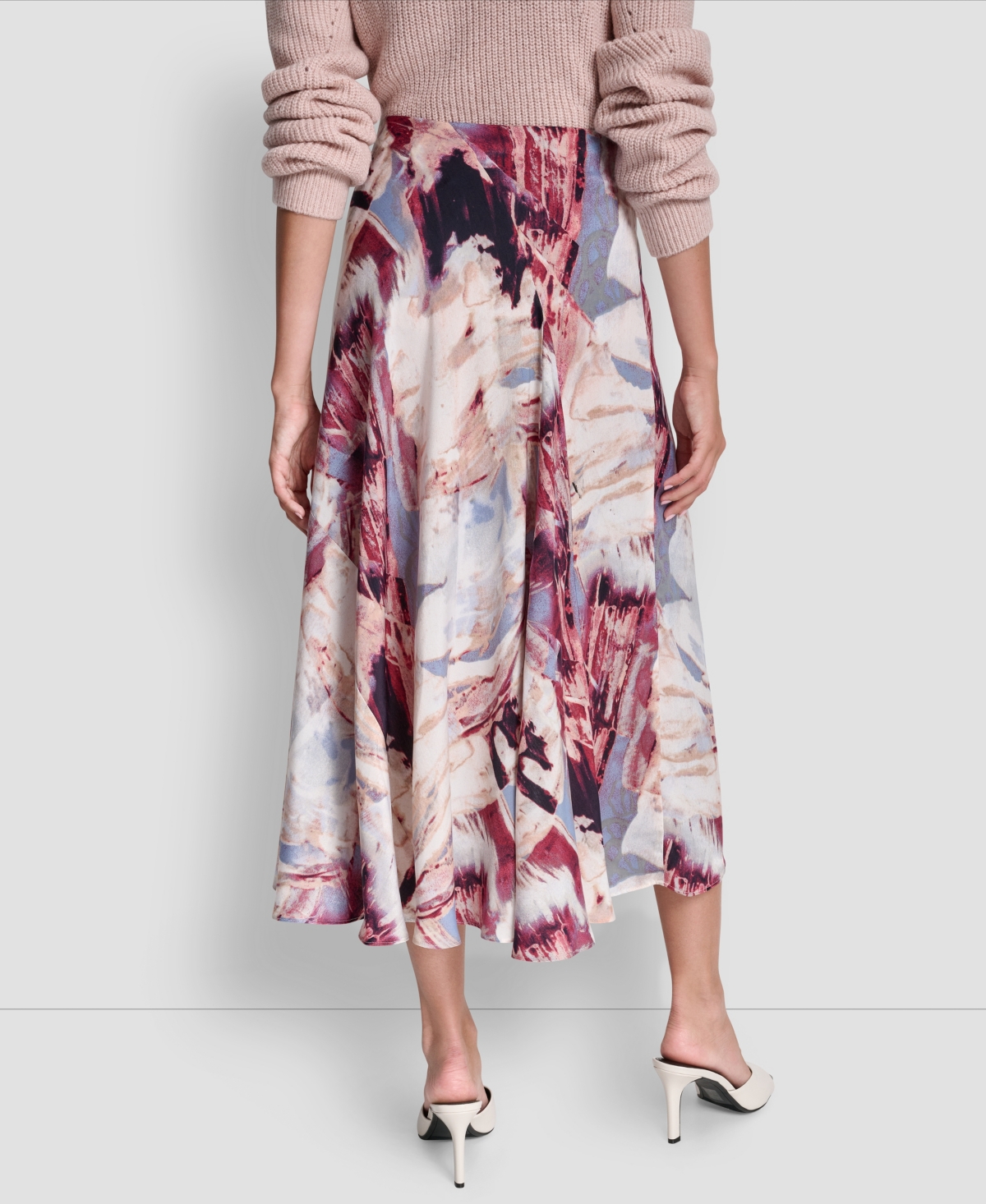 Dkny Women's Printed Bias-cut A-line Midi Skirt In Multi