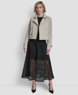 Women's Notch Collar Cropped Trench Coat