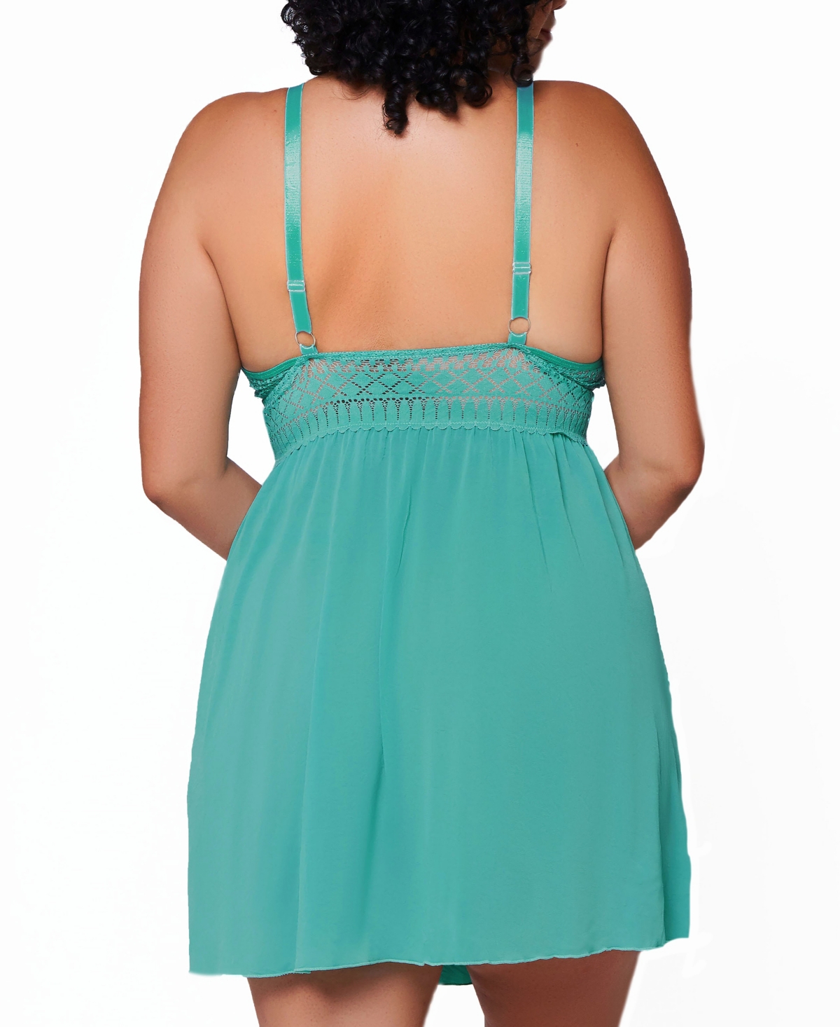 iCollection Plus 2 Piece Soft Cup Lace Baby Doll Lingerie Set