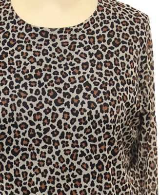 Plus Size Jaguar Mesh Scoop neck Long sleeve Top