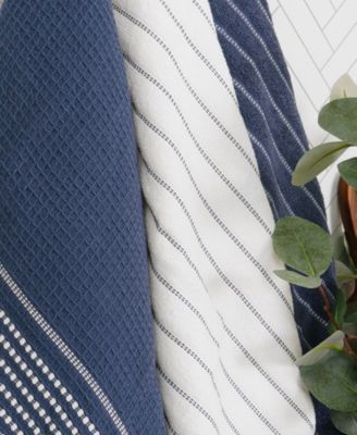 Skipping Stripe Wave Cotton Kitchen Towels, Set of 4
