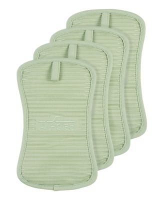 Ribbed Silicone Cotton Twill Potholders, Set of 4