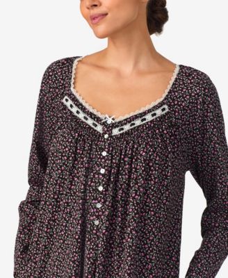 Women's Brushed Long Sleeve Brushed Cotton Jersey Nightgown