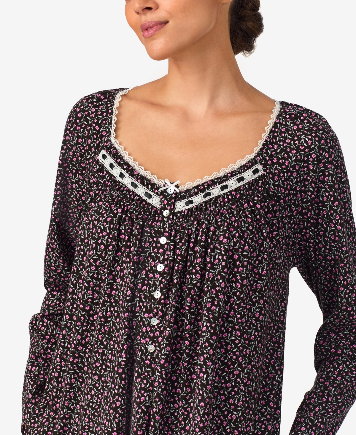 Aria Women's Brushed Long Sleeve Cotton Jersey Nightgown