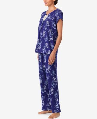 Sleepwear Brushed Cotton Cap Sleeve long pant PJ set