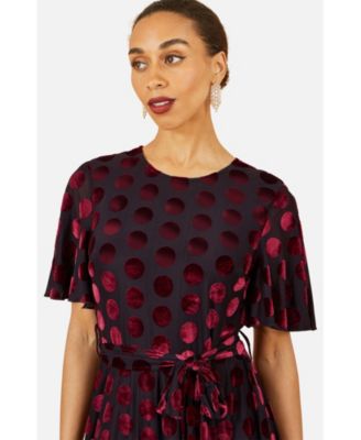 Women's Velour Spot Midi Skater Dress