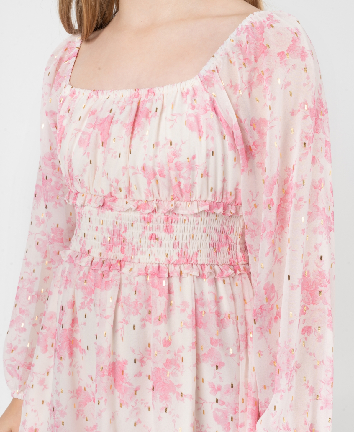 Rare Editions Girls 7-16 Floral Chiffon Square Neck Dress