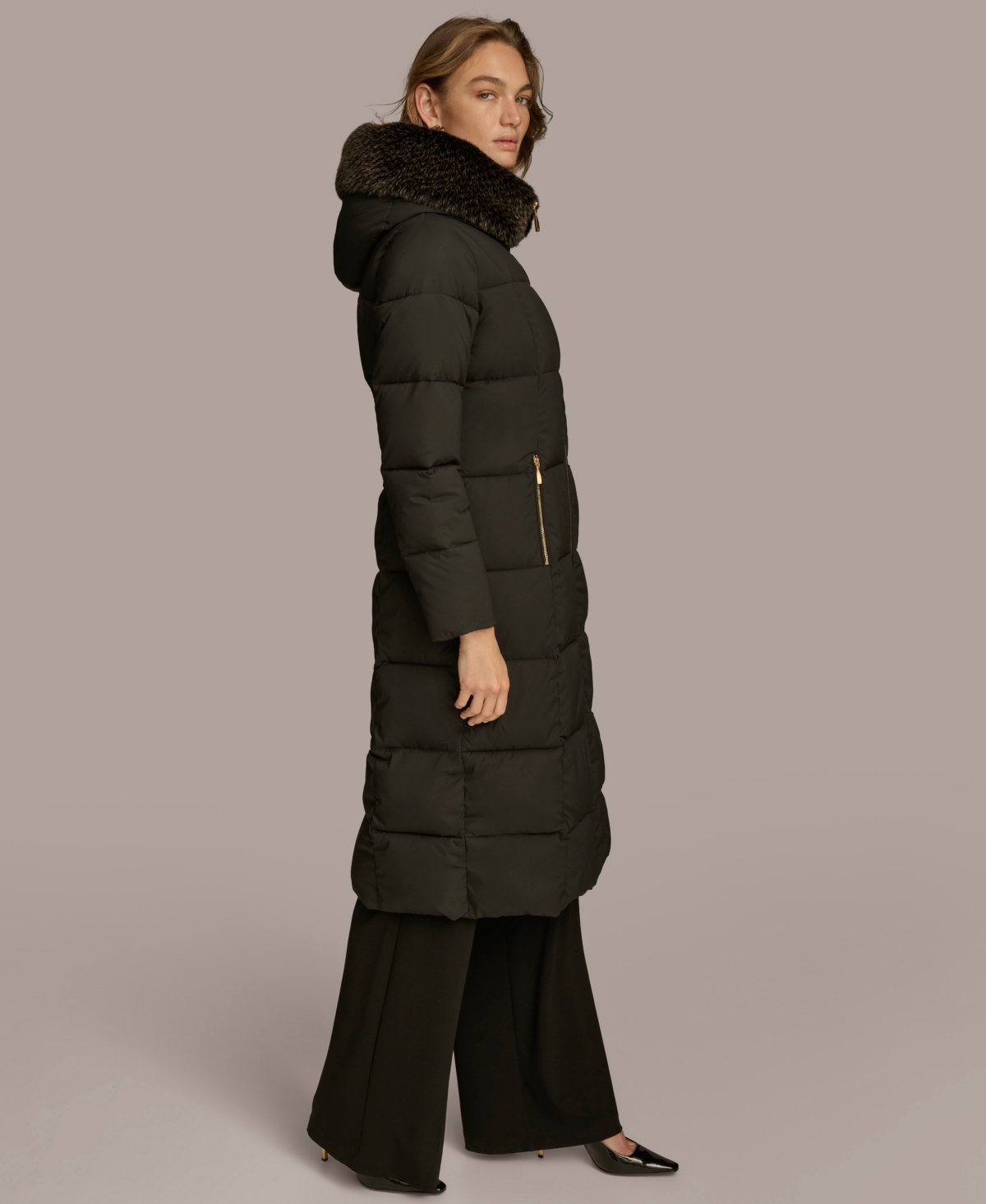 Donna Karan Women's Puffer Coat In Black