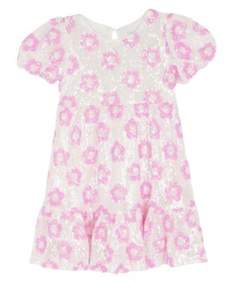Girls 2T-6X Flower Pattern Short-Sleeve Dress