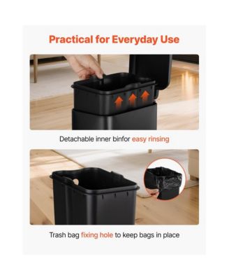 Slim Bathroom Trash Can with Step Pedal and Soft-Close Lid