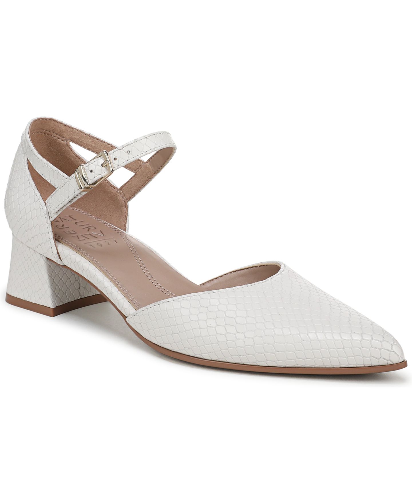 Женские туфли Naturalizer Maddox Block Heel Ankle Strap Pumps, цвет: Белый змеиный с принтом искусственная кожа — фото 1