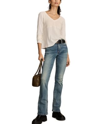 Women's Waffle Mix V-Neck Top