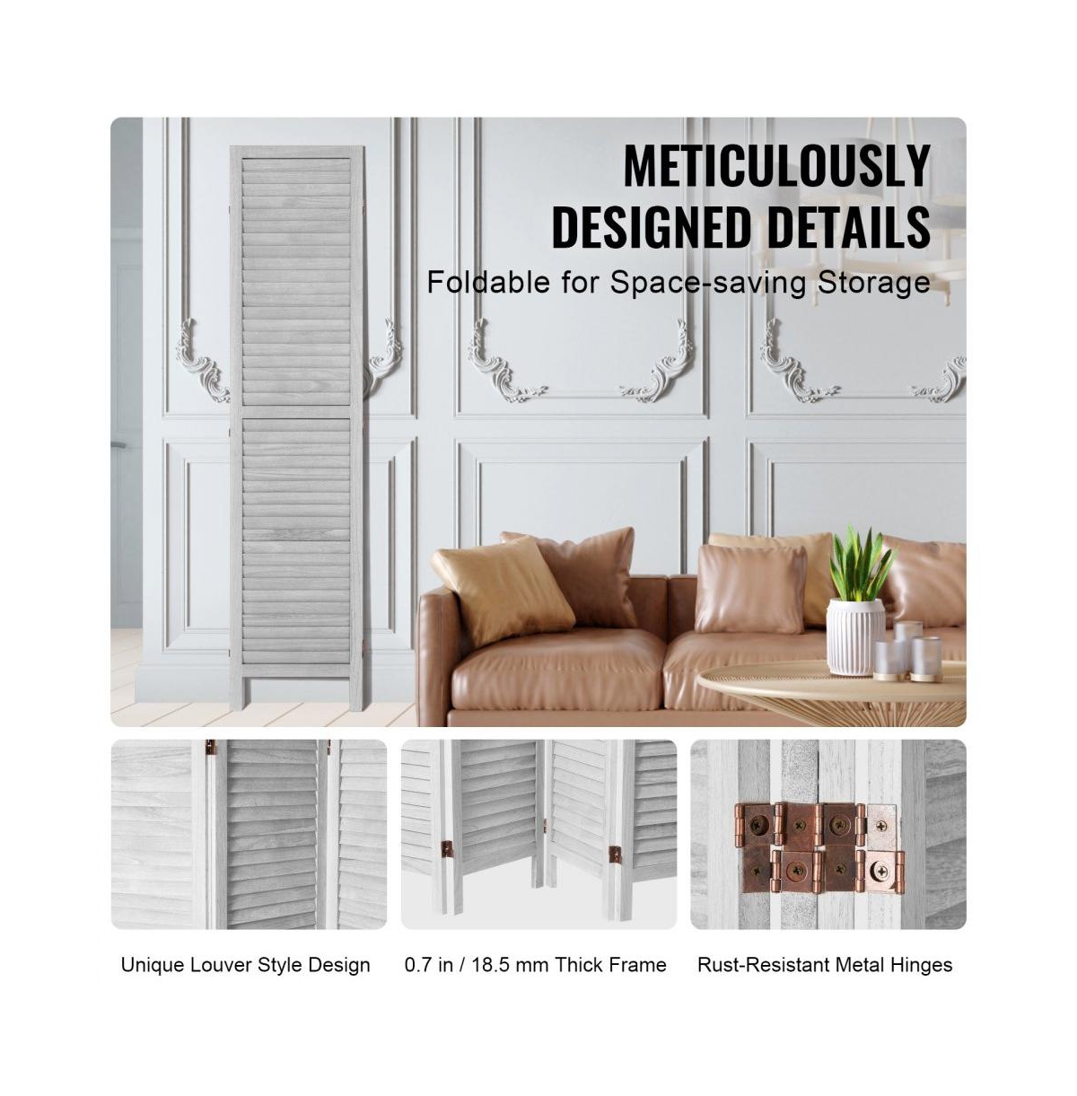 Slickblue 4-Panel Wooden Room Divider Folding Privacy Screen Indoor