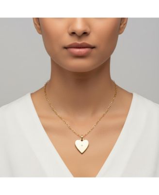 14k Gold Plated with Cubic Zirconia Heart Pendant Necklace