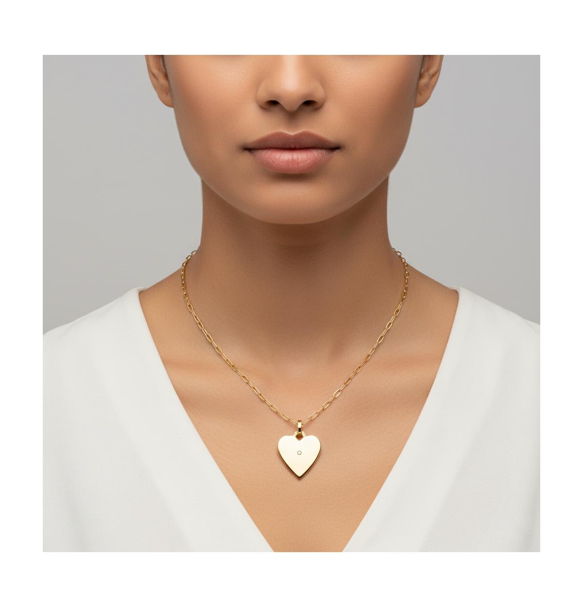 14k Gold Plated with Cubic Zirconia Heart Pendant Necklace