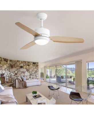 46-inch Modern White 3-blade Ceiling Fan with LED Light with Six-speed Remote Control